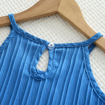 Girls' Vertical Stripes Sun-top+Trousers Set