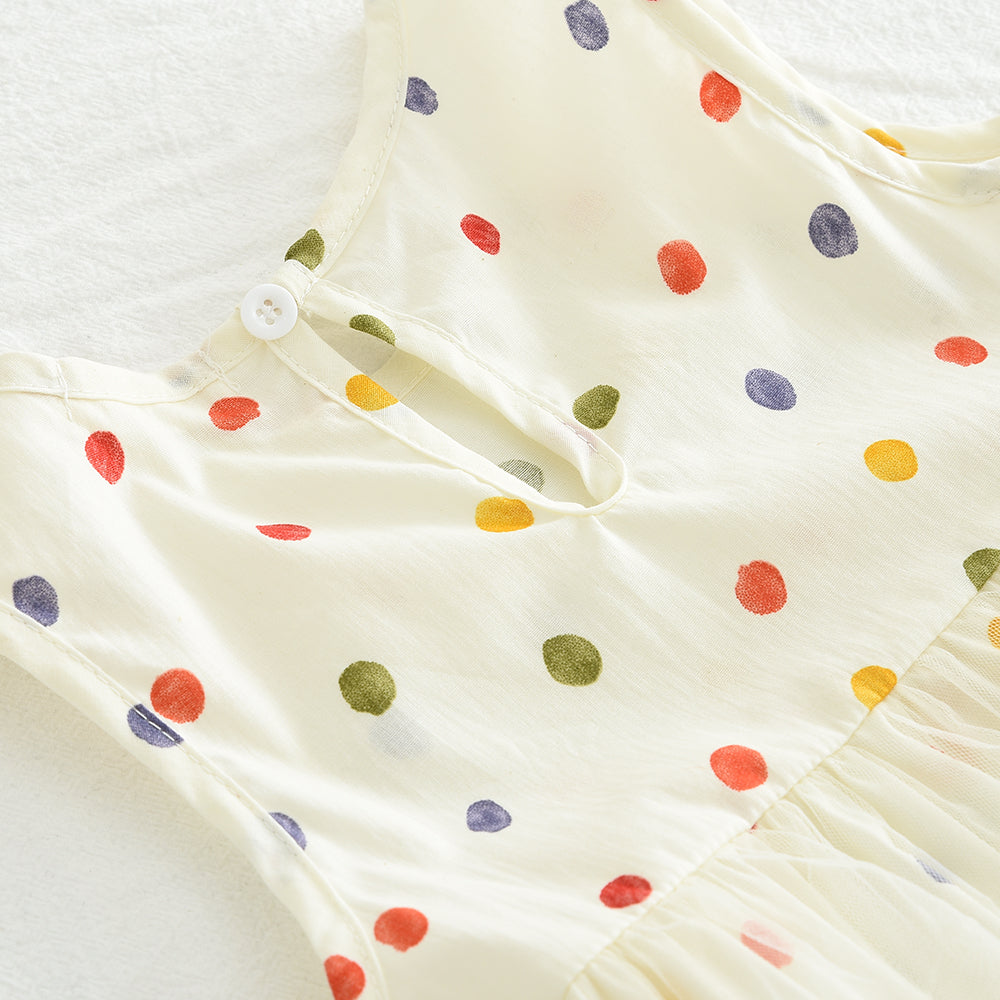 Girls' Colorful Polka Dots Trousers Cotton Set