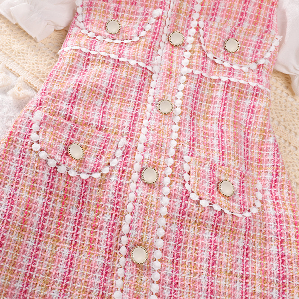 Girls' Elegant Style Plaid Dress