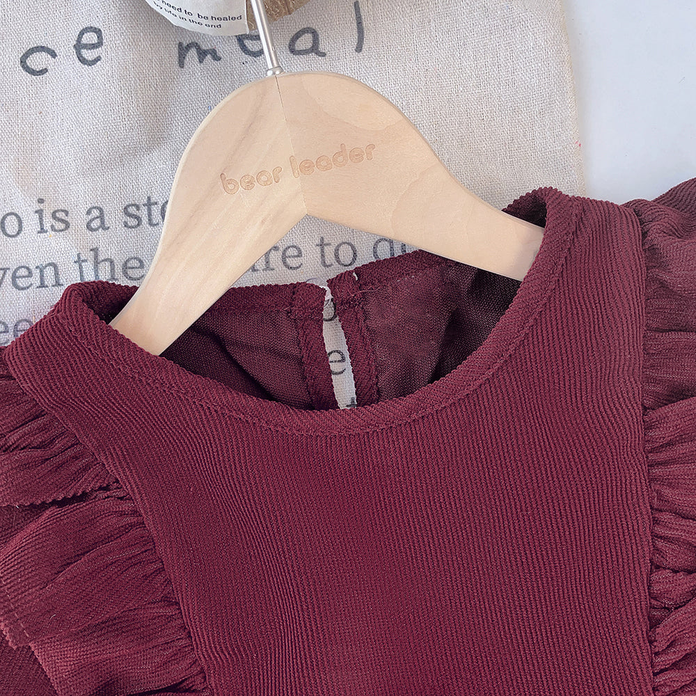 Girls' Ruffle Long Sleeve Casual Dress