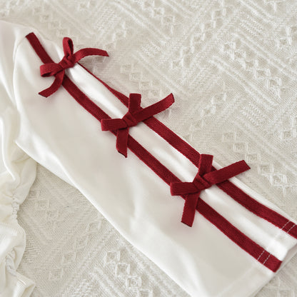 Girls' Bow-knot Letters T-shirt+Trousers Street Set
