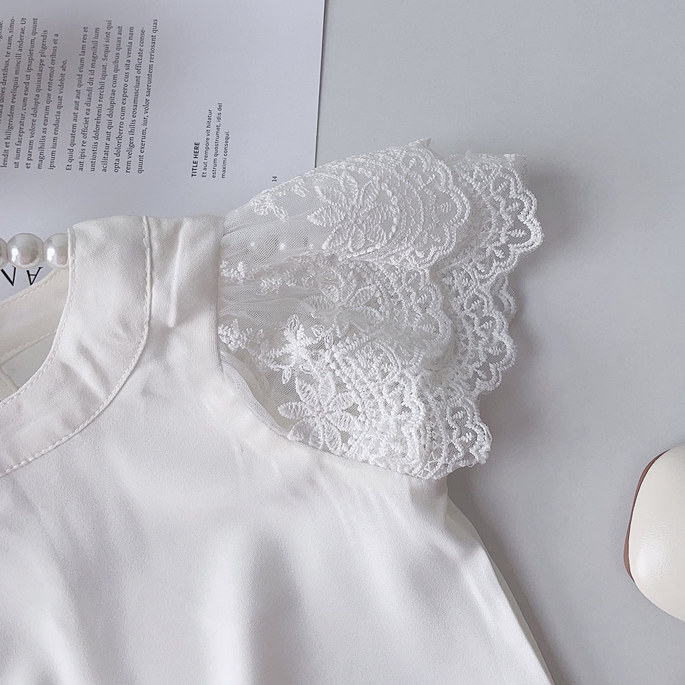 Girls' Lace Short Sleeve Top