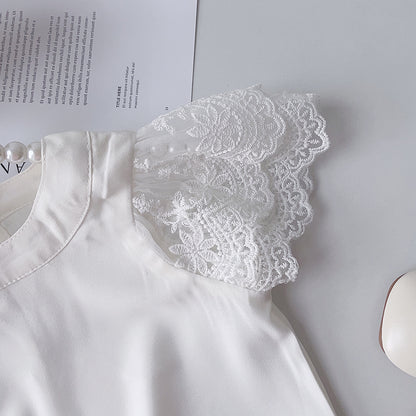 Girls' Lace Short Sleeve Top