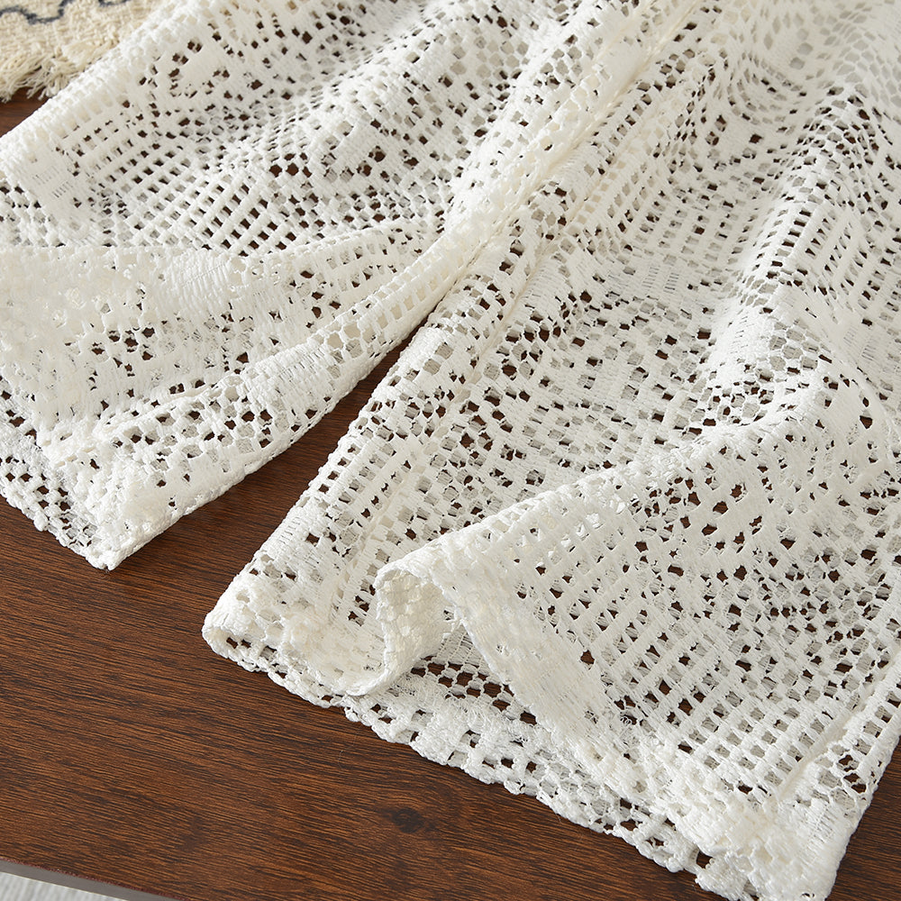 Geometric Pattern Hollow-out Vest+Pants Girls' Fashionable Summer Outfit
