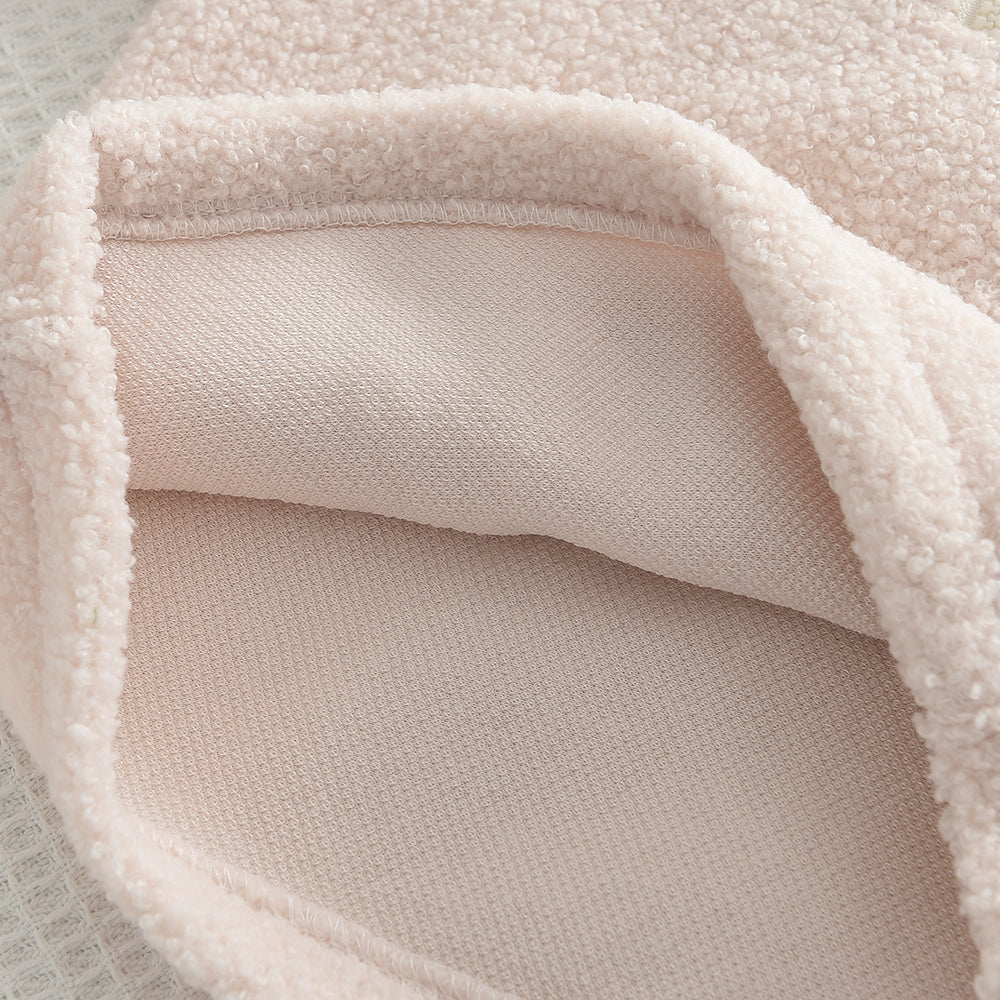 Girls' Letter Patch Zip Top+Trousers Fluffy Casual Set