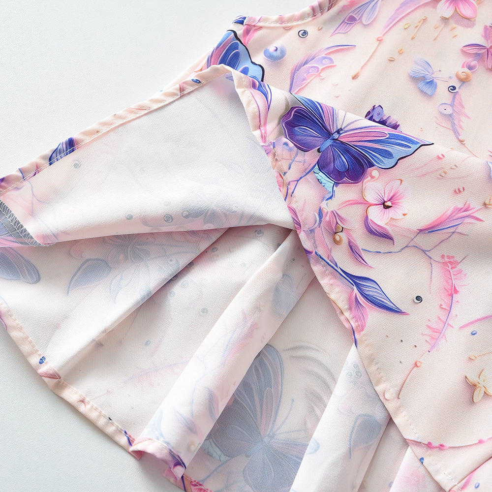 Girls' Butterfly Printing Bow-knot Set