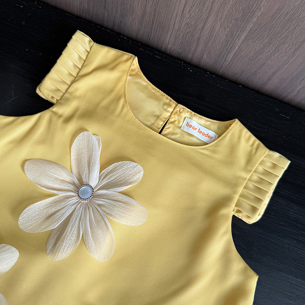 Girls' Elegant Three-dimensional Floral Dress