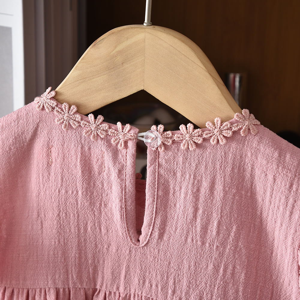 Floral Embroidery 3-8 Year Girls Garden Outfit 100% Cotton Girls' Dress