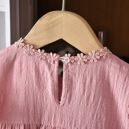 Floral Embroidery 3-8 Year Girls Garden Outfit 100% Cotton Girls' Dress