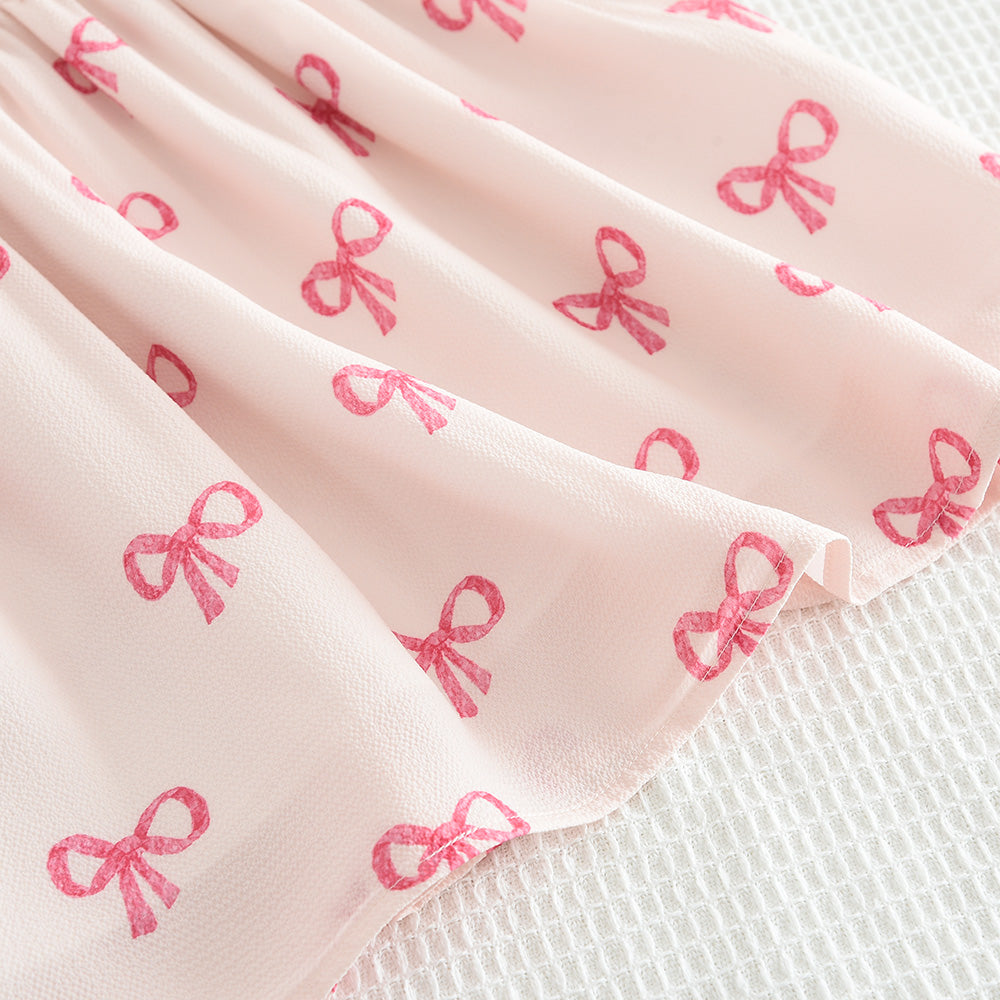 Girls' Bow-knot Printing Princess Dress
