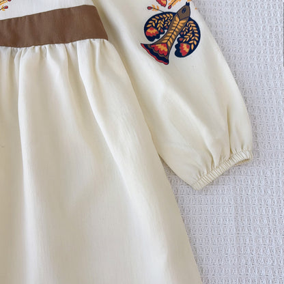 Girls' Ancient Printing Vintage Dress