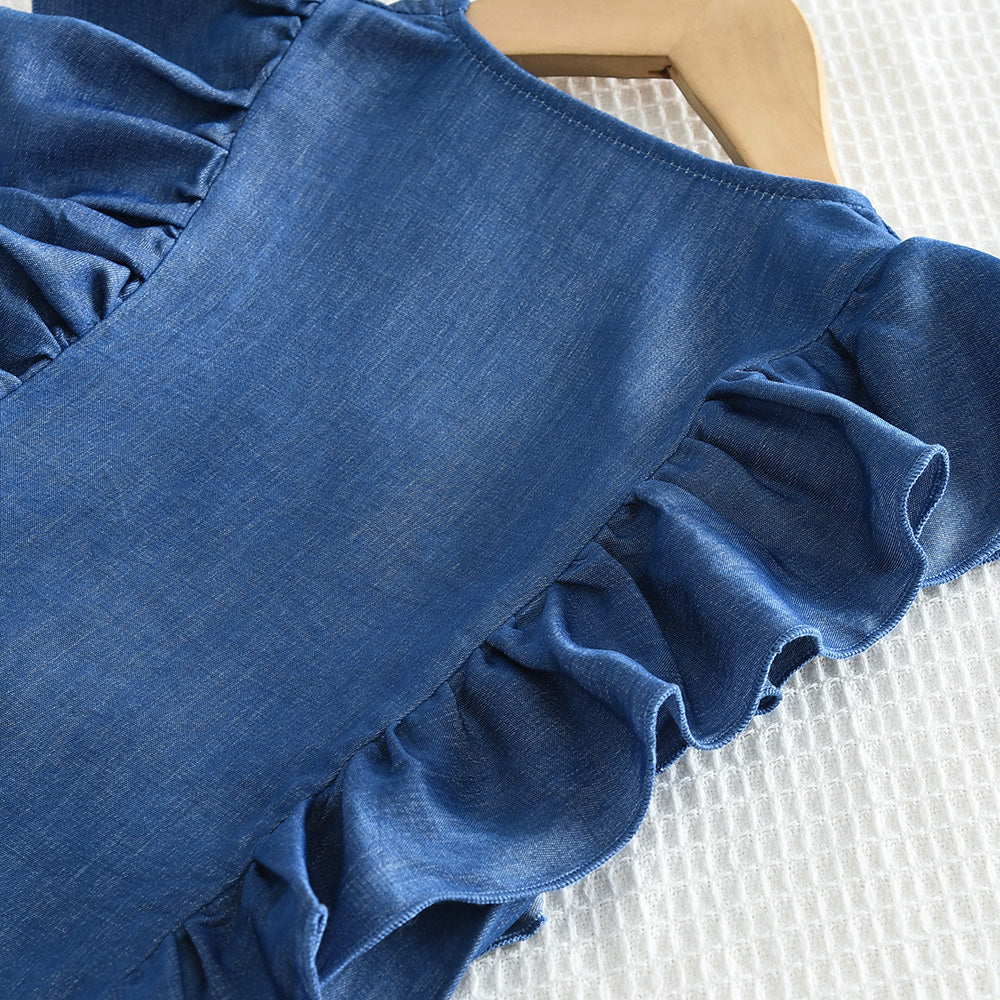 Girls‘ Ruffle Buttons Top+Pant Set