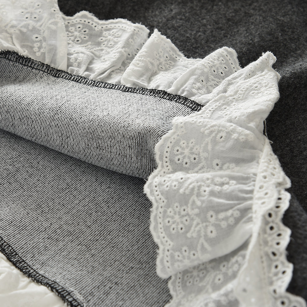 Long Sleeve T-shirt+Lace Vest+Wide Leg Pants Girls' 3pcs Fashion Outfit