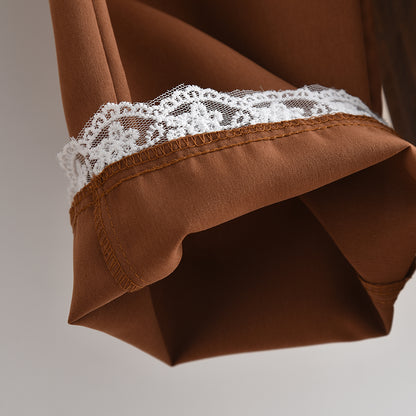 Lace Vest+Pant Brown Casual Outfit Girls' Summer Set