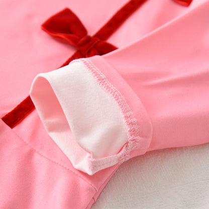 Girls' Velvet Bow-knot Skinny Cute Set