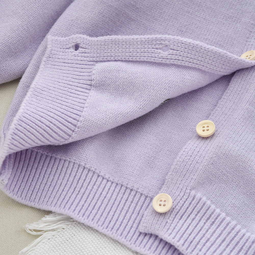Girls' Tulip Knitted Cardigan+Pleated Skirt 2pcs Set