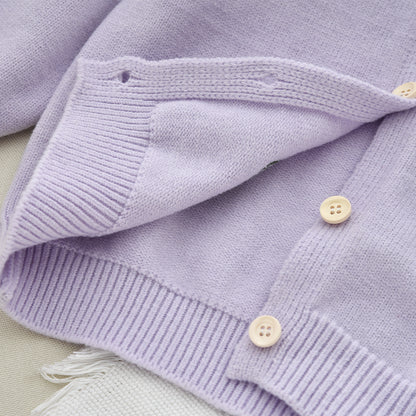 Girls' Tulip Knitted Cardigan+Pleated Skirt 2pcs Set