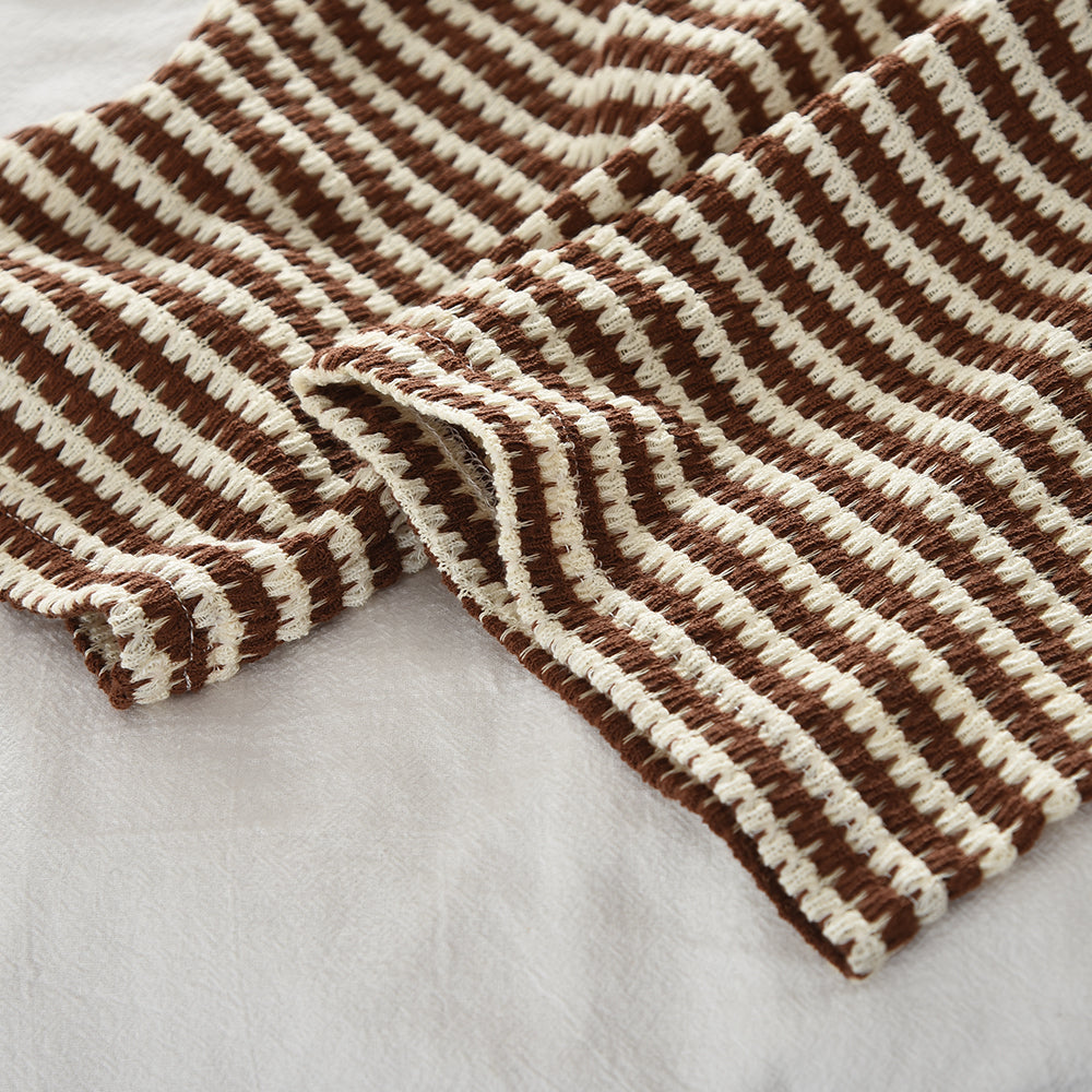 Fashion Stripes Knitted Girls' Set Bow Summer Girls' Vacation Outfit