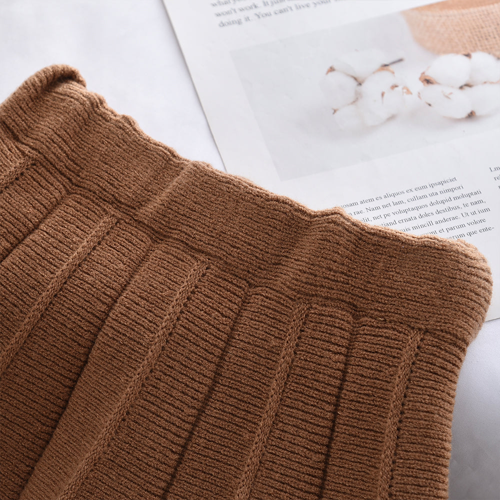 Girls' 3D Floral Cardigan+Pleated Skirt Knitted Sweater Set