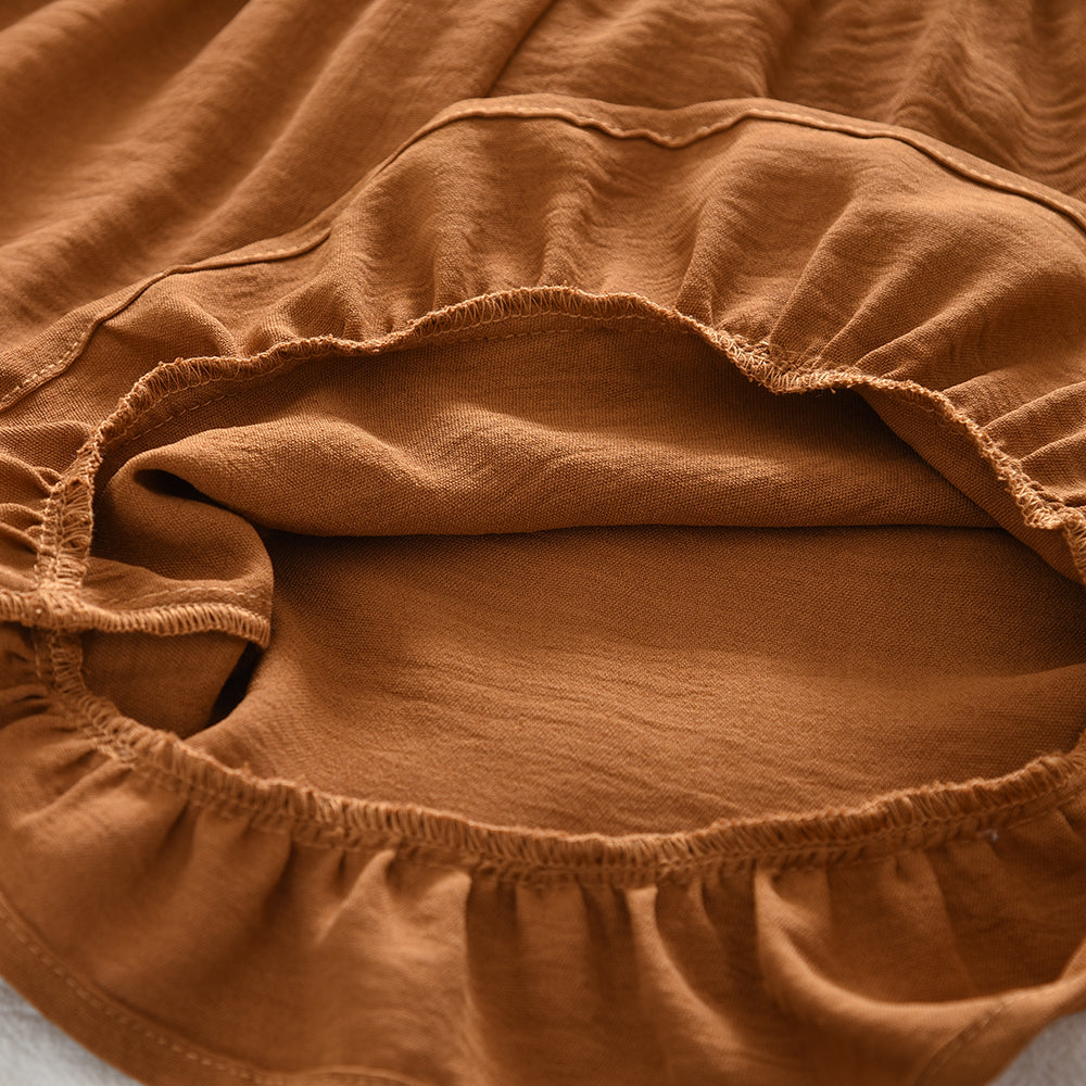 Bow Wrinkle Short Sleeve Shirt+Ruffle Shorts Girls' Cute Set