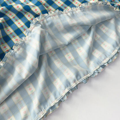 Girls' Ruffle Plaid Pattern Cute Dress