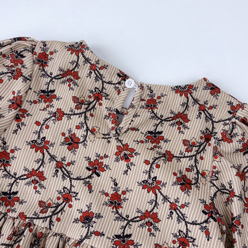 Girls' Floral Patchwork Vintage Dress