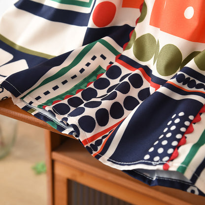 Girls' Geometry Print Color Blocking Sleeveless Dress