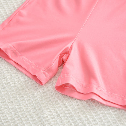 Girls' Bow-knot Printing T-shirt+Shorts Pajamas