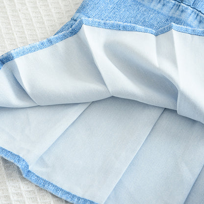 Girls' Fake Jean Sun-top Trousers Fashion Set