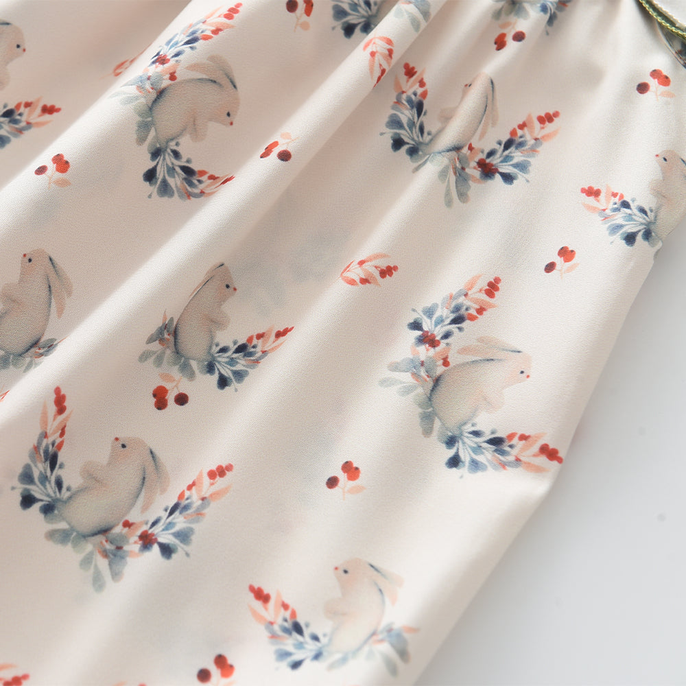 Girls' Cartoon Printing Bow-knot Vintage Dress