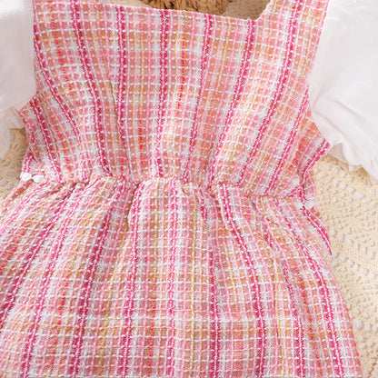 Girls' Elegant Style Plaid Dress