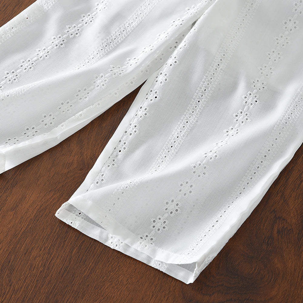 Sleeveless Embroidery Sun-top Hollow Pants Kid Girls' Summer Vacation Set