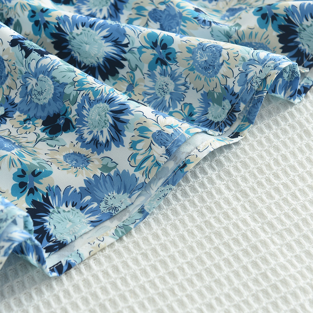 Girls' Floral Prints Art Blue Casual Dress