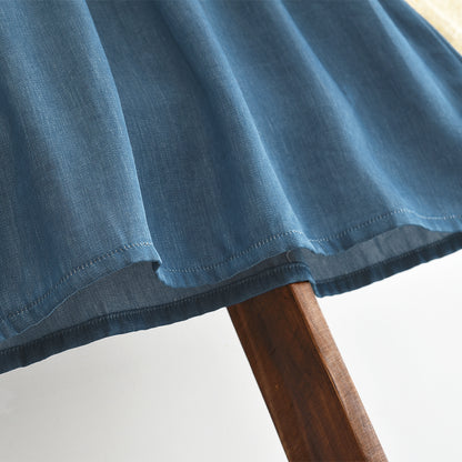 Girls' Long Sleeve Jean Blue Floral Embroidery Dress