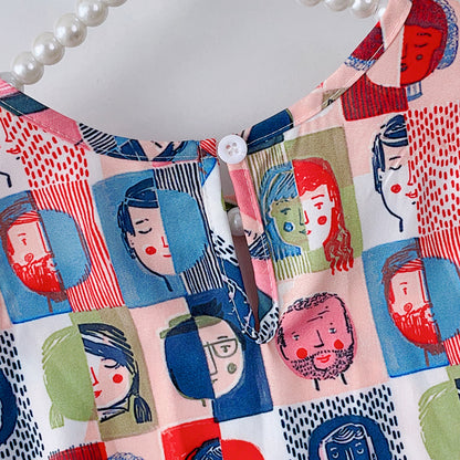 Girls' Cartoon Printing Unique Art Dress