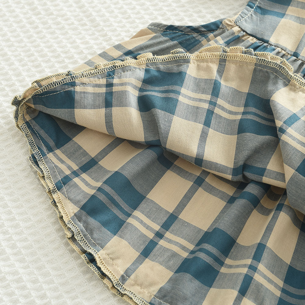 Girls' Plaid Sleeveless Top+Pant 2PCS Set