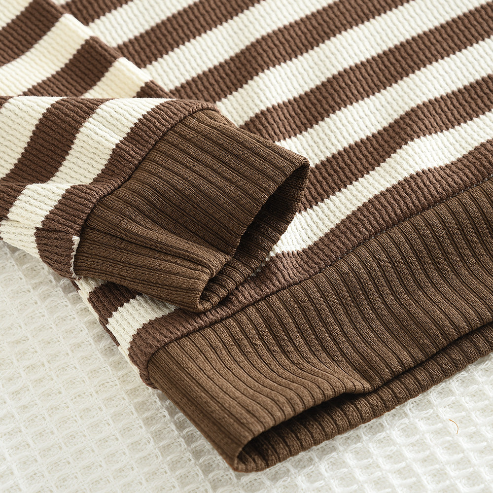 Girls' Contrast Colors Stripes Classic Casual Set