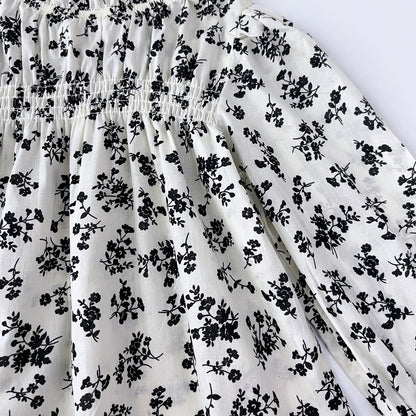 Girls' Floral Printing Long Sleeve Shirt