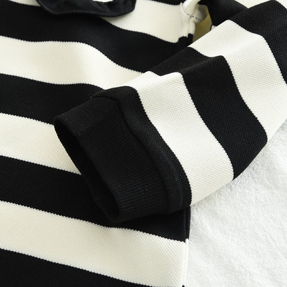 Girls' Stripes Large Lapel Casual Dress