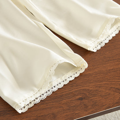 Floral Embroidery Ruffle Top+Lace Pants Girls' Cute Set