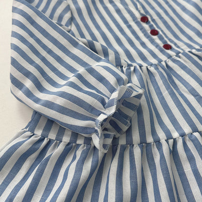 Girls' Vertical Stripes Fashion Outfit Street Dress
