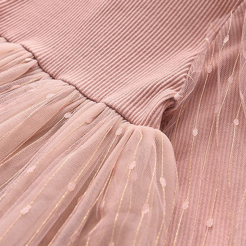 Girls' Mesh Patchwork Cute Princess Dress