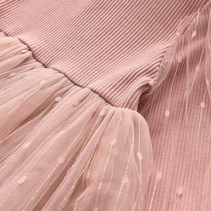 Girls' Mesh Patchwork Cute Princess Dress