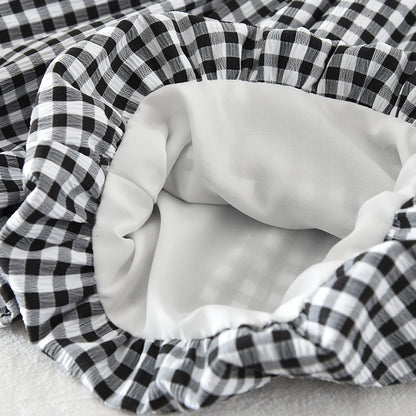 Cute Bow Sleeveless T-shirt+Plaid Shorts Girls' Lovely Outfit