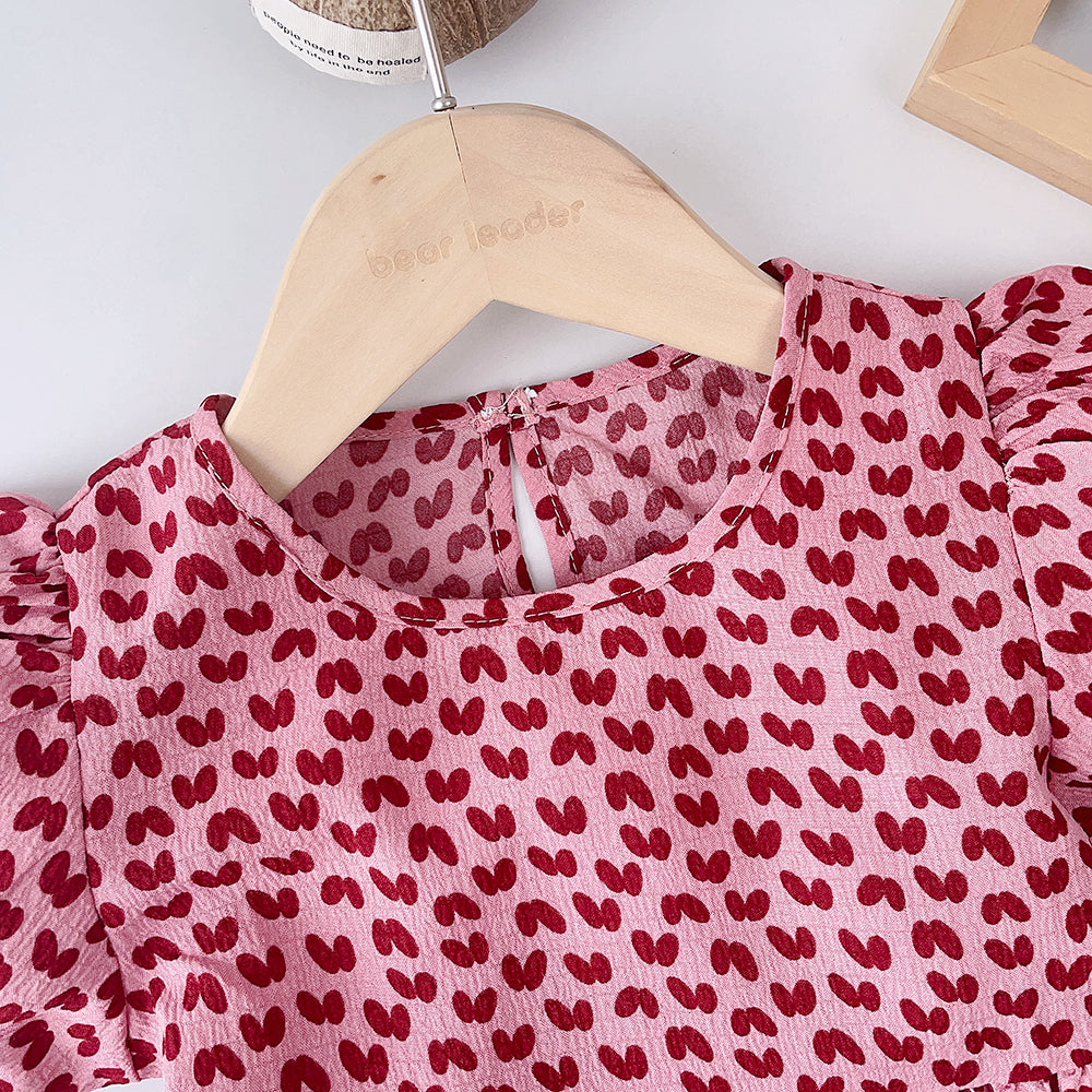 Girls' Cartoon Print Patchwork Casual Dress