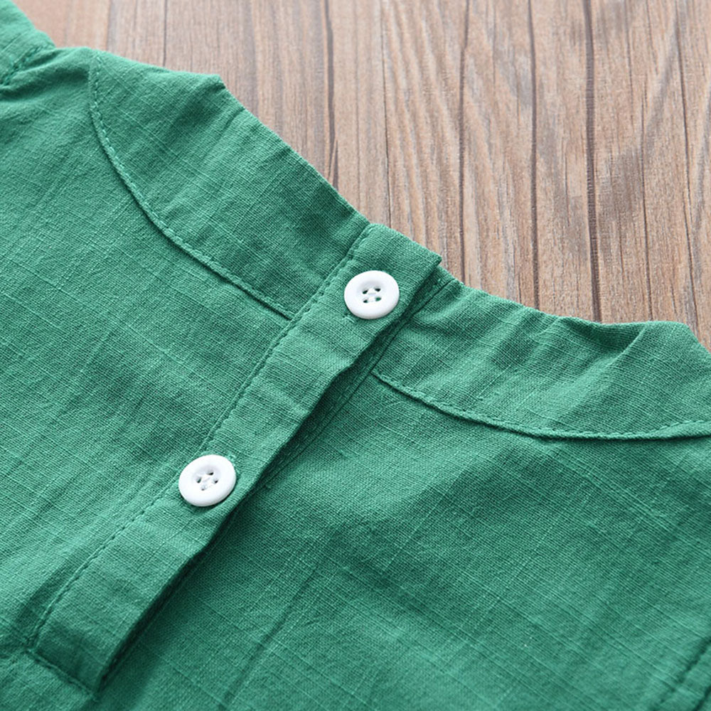 Girls' 100% Cotton Ruffle Top+Shorts 2pcs Casual Set