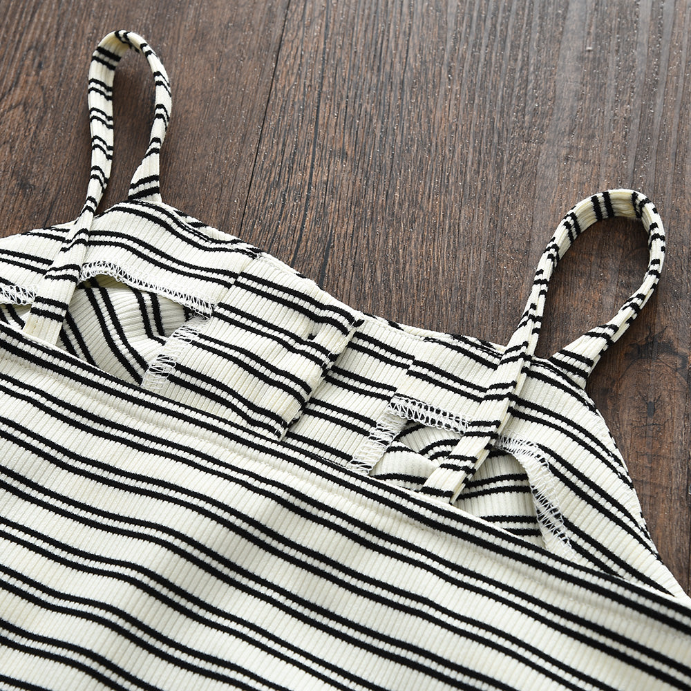 Girls' Stripes Sun-top+Shorts Vacation Set