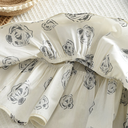 Ensemble chemise à nœud papillon et jupe patchwork pour fille