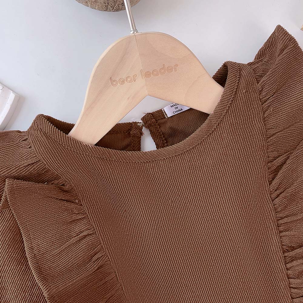 Girls' Ruffle Long Sleeve Casual Dress