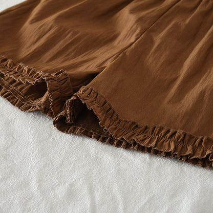 Cute Bow Sun-top Ruffle Shorts Girls' Set